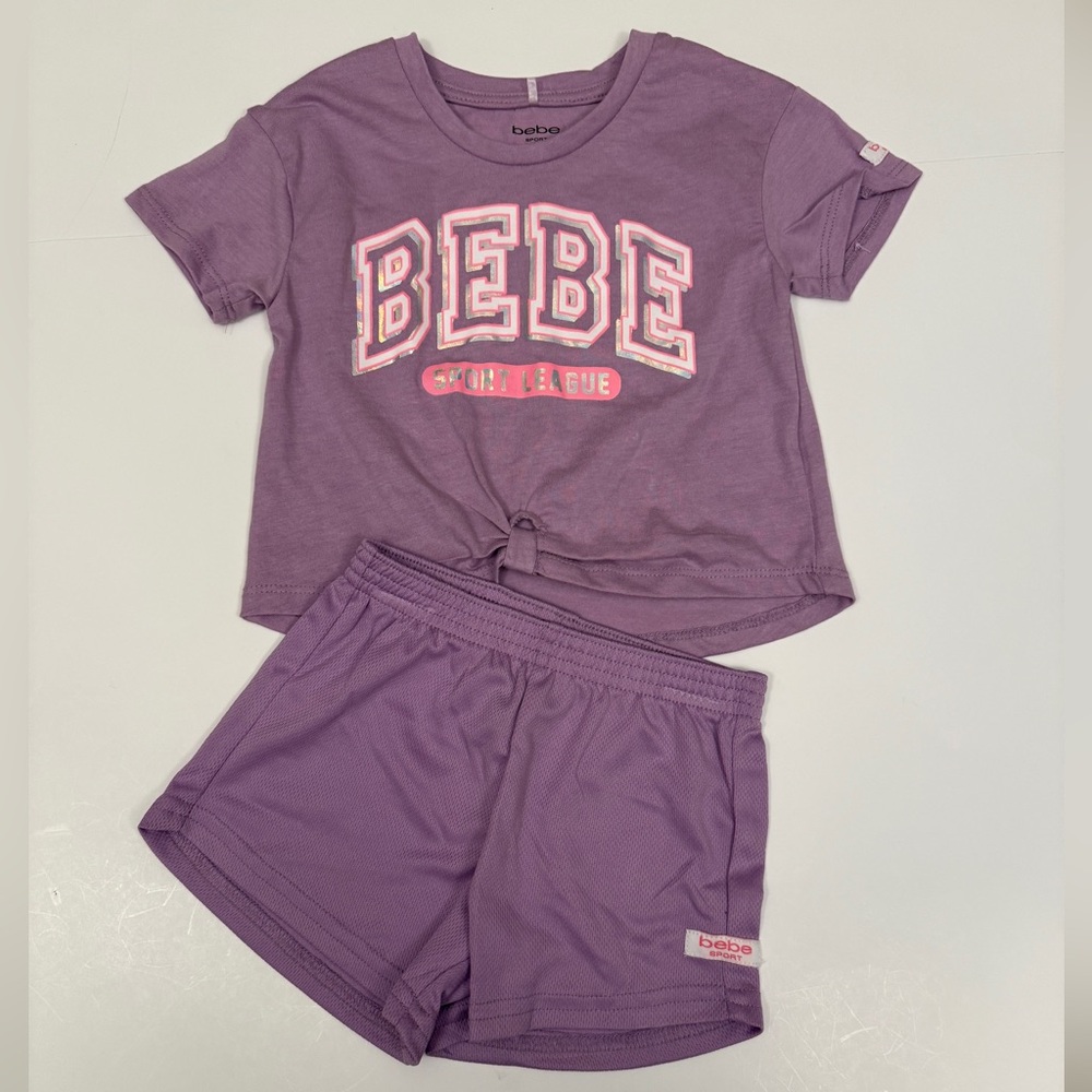 Bebe Sport Baby 2pc Soft Purple top & short Cute Set Size 24M lightweight NWT